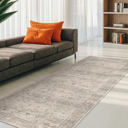 Greige 2'6" x 10' Washable Long Hallway Runner Rug - Image 6