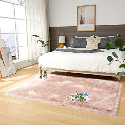 EasyJoy Ultra Soft Fluffy Shaggy Area Rug Faux Fur Rug Chair Cover Seat Pad by EasyJoy