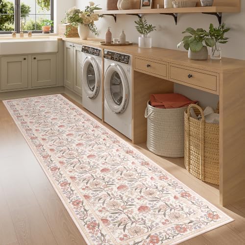 DUKINO 2x8 Runner Rug, Washable Vintage Floral Kitchen Rugs - Image 3