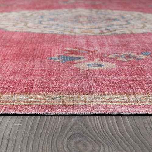 Non Slip Area Rugs 5x7 Boho Medallion Floral Non Skid Rubber Backing Easy Silk - Image 6