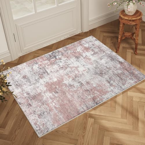 2x3 Pink Gray Washable Area Rug by Unknown