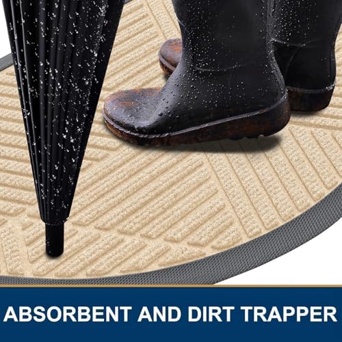 Smiry Half Circle Front Door Mat Outside Entrance, Rubber Doormat - Image 3