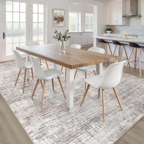 LOONGRUG 10x14 Area Rugs Washable Neutral Modern Living Room Rug Grey Tan - Image 5