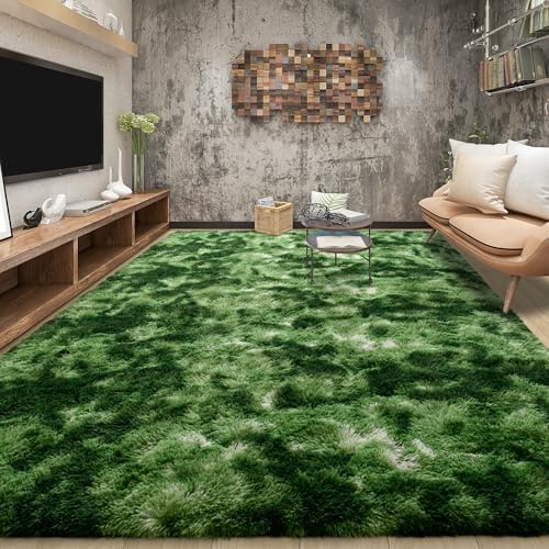 Tepook 5x8 Soft Fluffy Dark Green Area Rugs - Image 3
