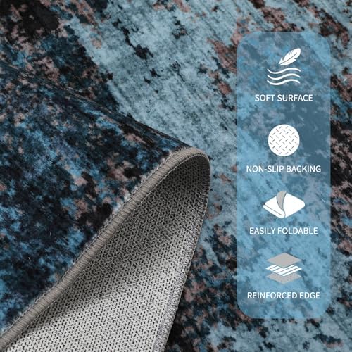 GarveeHome Abstract Area Rugs 5x7 Ultra-Soft Modern Indoor Blue Green - Image 3