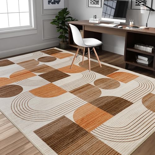 Soft Modern Geometric Abstract Large Machine Washable 10x14 Area Rug - Image 5