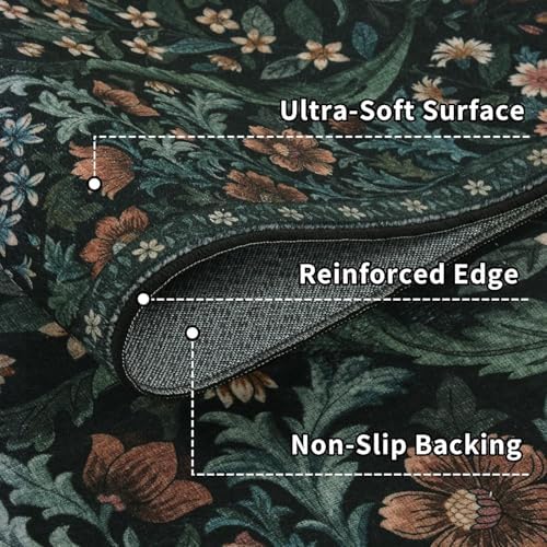 2x12 Floral Runner Rug for Hallway Washable Kitchen Runner Rug - Image 5