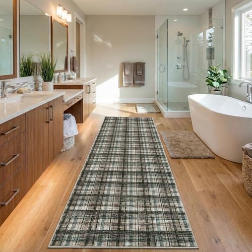 Garvee Washable Runner Rug for Hallway 2x6 Runner Non Slip Teal&Dark Brown - Image 3