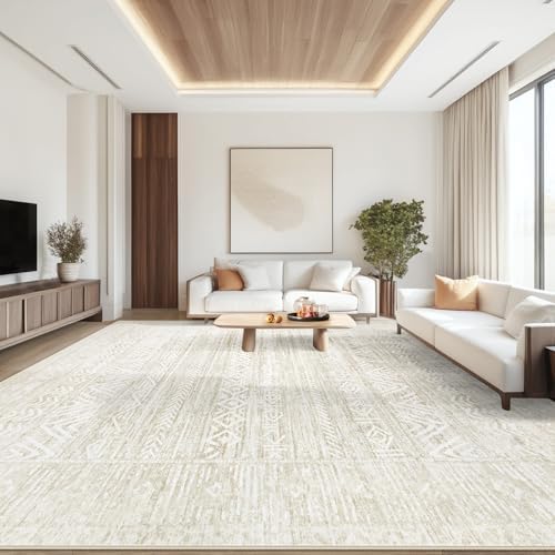 Living Room Rugs 10x14: Washable Moroccan Geometric Boho Rug Farmhouse Non Slip - Image 3