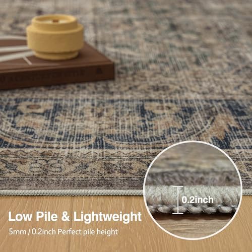 FMFUNCTEX 8x10 Washable Brown Multi Vintage Soft Area Rug - Image 3