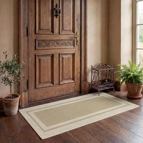 Artoid Mode Beige Absorbent Rectangle Non-Skid Doormat, Home Mats Non Slip - Image 4
