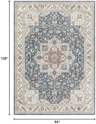 cotiled 7x9 Area Rug for Living Room, Traditional, Vintage Blue - Image 2