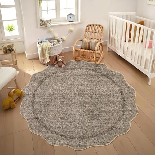 GarveeHome Scalloped Round Washable Rug, Soft Modern Round Rugs 5ft - Image 6