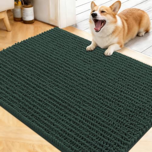 OLANLY Dog Door Mat for Muddy Paws 40x32, Ultra-Absorbent Chenille Mud Mat by OLANLY
