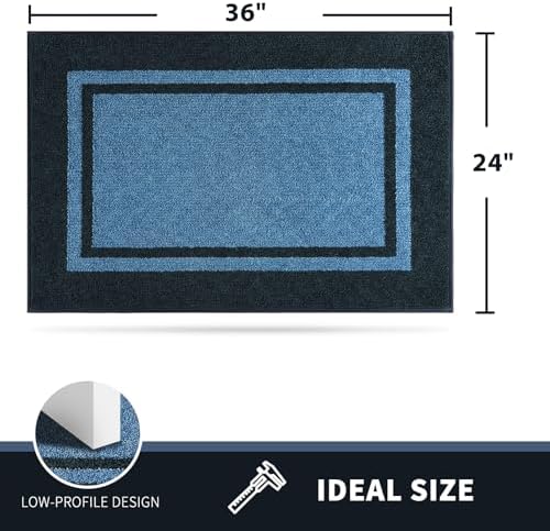PURRUGS Dirt Trapping Indoor Door Mat, Light Blue & Navy - Image 2