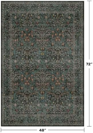 Dark Green 4x6 Entryway Rug, Washable Area Rug 4x6 - Image 2