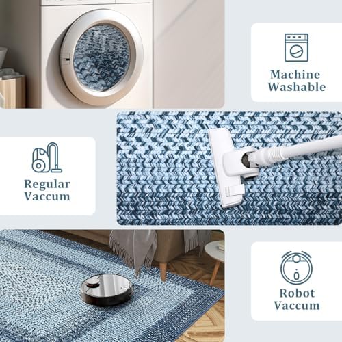 RUGSREAL 3x5 Oval Bedroom Rug Non Slip Washable Modern Bordered Small Rugs - Image 5