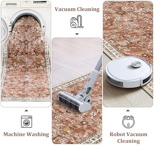 Yamaziot 2x6 Washable Hallway Runner Rug Non Slip Floral Carpet - Image 4