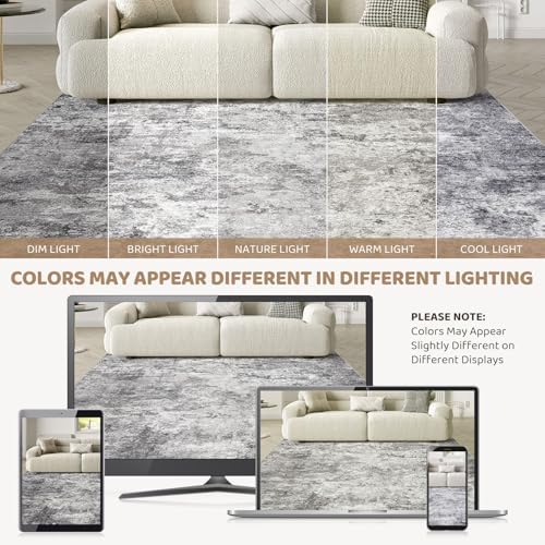 UERMEI Square Area Rugs : Washable 6x6 Neutral Modern Abstract Carpet - Image 6