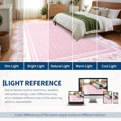 Garvee 2x6 Runner Rug Scalloped Kitchen Runner Rug Entryway Runners Pink - Image 7