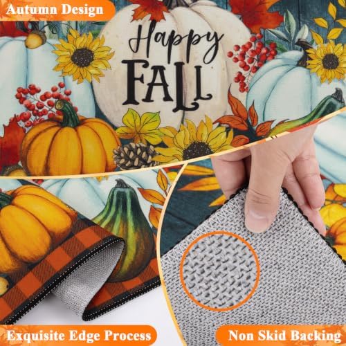 HEBE Fall Kitchen Rugs Set of 3, Washable Pumpkin Kitchen Mats - Image 3