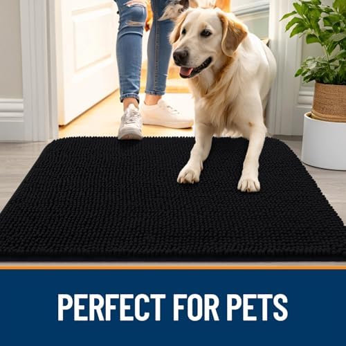 OLANLY Dog Door Mat for Muddy Paws 59x35, Super Absorbent Chenille Mud Mat - Image 6
