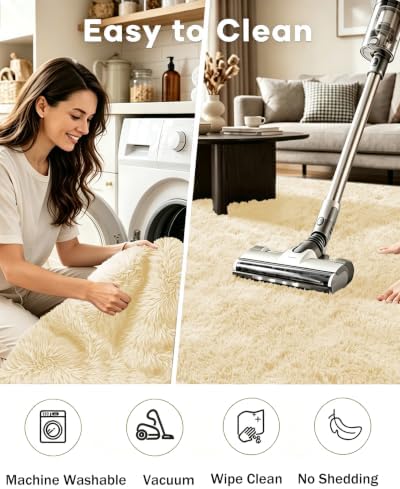 Smiry Area Rugs for Living Room Bedroom 6x9 ft, Fluffy Washable Carpet - Image 4