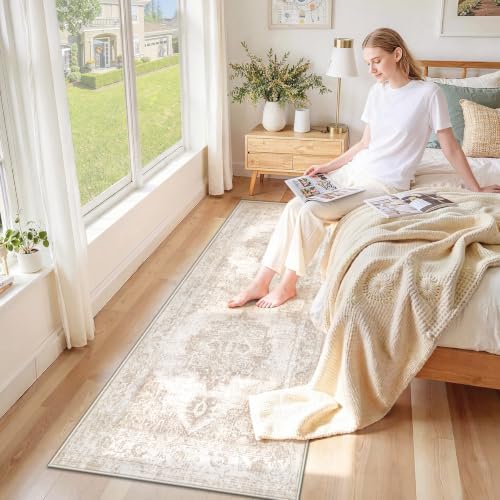 Runner Rug 2x10 Washable Rugs: Vintage Hallway Kitchen Runner Non Slip Low Pile - Image 2