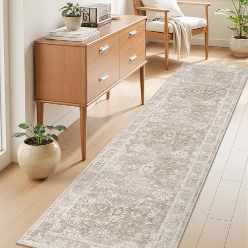Madane Runner Rug 2x8 for Hallway, Kitchen Non-Slip Runner Rug Brown/Sand - Image 3