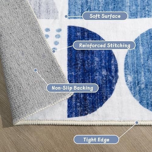 MUJOO Blue Rug Boho Washable, 4x6.5 Area Rugs - Image 4