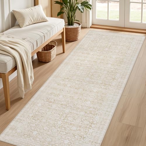 2'6''x10' Hallway Washable Runner Rug:Kitchen Carpet Natural Beige - Image 2