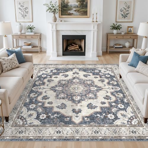 Washable 7x7 Square Area Rug: 7ft Square Living Room Dining Room Carpet Soft by HYHAOYUNLAI