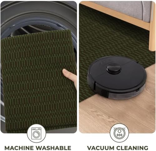 KOZYFLY 2x3 Washable Entryway Rug, Woven Door Mat, Sage Green/Taupe - Image 7