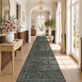 Dark Green Washable 3x20 Extra Long Runner Rug by HazoHaus