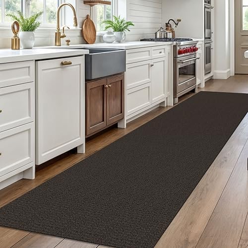 EARTHALL Washable Runner Rug, Non Slip Hall Runner, 3x10 Ft, Taupe/Coffee - Image 5