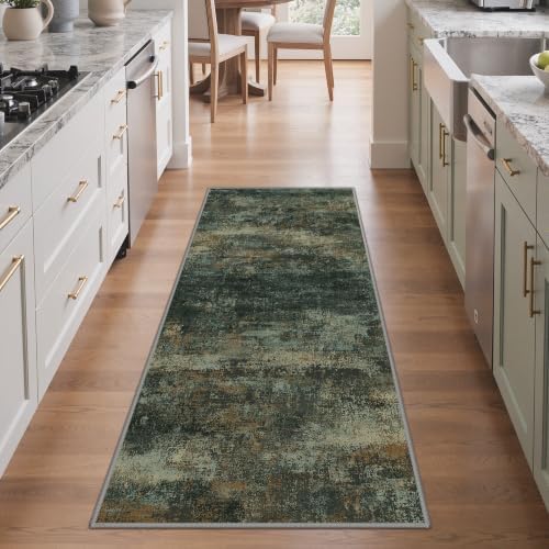 BEIMO 2x5 Runner Rug for Hallway, Smoky Green Washable Abstract Rug by BEIMO