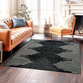 Rugshop Bohemian Stripe Stain Resistant Square Rug Black 6'6" x 6'6" by Rugshop