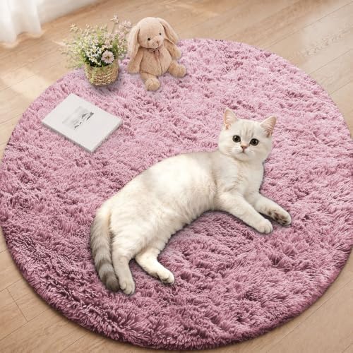Smiry Round Area Rugs for Living Room Bedroom 2x2 ft, Fluffy Carpet by Smiry