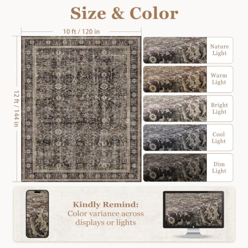 Washable Area Rug 10x12 Living Room, Vintage MCM - Image 2