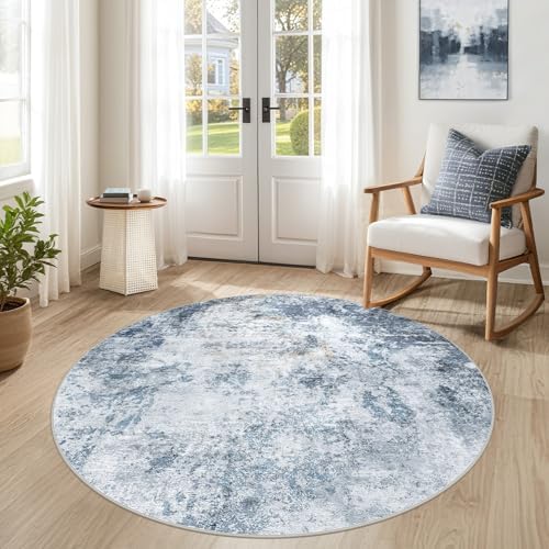 DMOYEST 5ft Round Area Rug for Living Room Washable Non Slip Circle Rug by DMOYEST