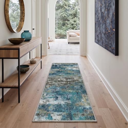 BEIMO 8x10 Faded Teal Abstract Area Rug, Washable Non-Slip - Image 5