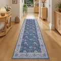 DUKINO 2x6 Runner Rug, Washable Vintage Floral Kitchen Rug, Sky Blue by DUKINO
