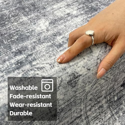 5x7 Light Grey Washable Area Rug - Image 4