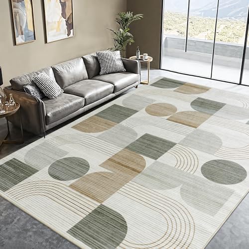 Soft Modern Geometric Abstract Large Machine Washable 6x9 Area Rug by QDUIDU