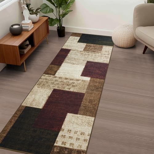 Modern Geometric Patchwork Indoor Runner Rug - Image 3