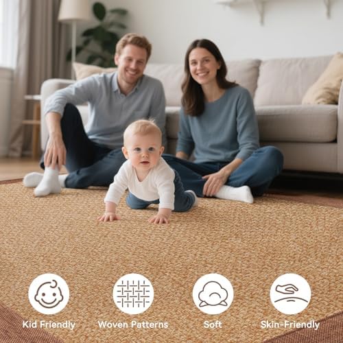 YDKGL Hallway Runner Rug Non Slip Kitchen Runner Entryway Mat Brown 2x8 ft - Image 2
