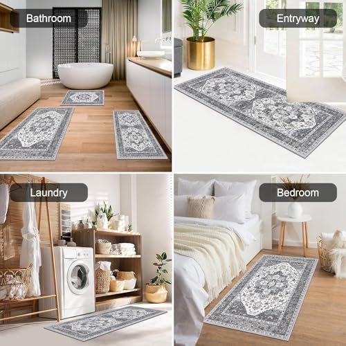 HEBE Boho Kitchen Rugs Set of 3, Non Slip Washable Kitchen Mats - Image 4