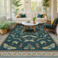 Vintage Teal Area Rugs for Living Room 6x8 by HazoHaus