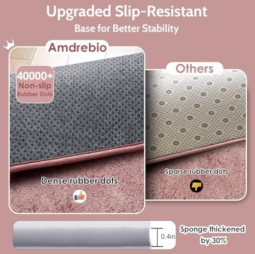 Amdrebio Blush Pink Furry Shag Area Rug 4x6 - Image 5