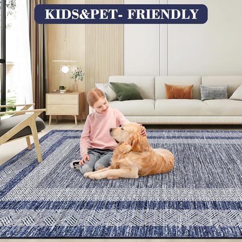 GarveeHome 9x12 Large Modern Area Rug Bordered Non Shedding Floor Carpet - Image 5